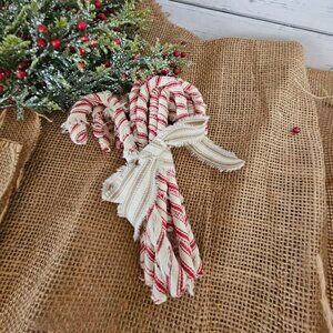 12 Hand Made old Fashioned Primitive Ticking Fabric Red/White Candy canes